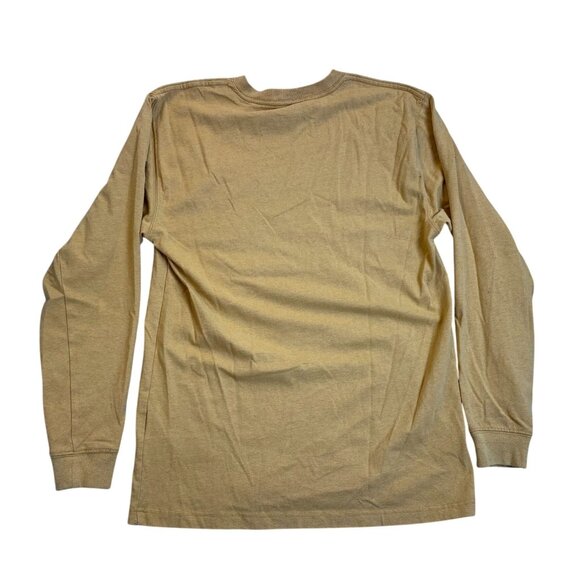 Carhartt Mens Long-Sleeve Logo Pocket Tee Small Mustard Yellow Sleeve Spell Out - Picture 2 of 13